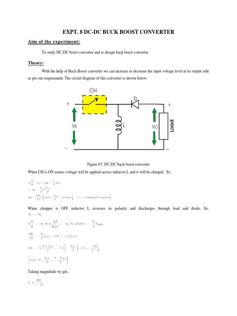 Expt. 8 DC-DC Buck Boost Converter: Aim of The Experiment | PDF