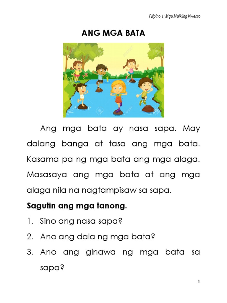 Maikling Kwentong Pambata Na May Tanong At Sagot Pdf