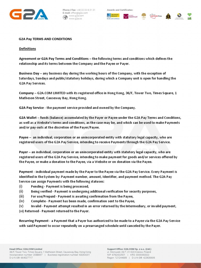 G2A | PDF | Subscription Business Model | Payments