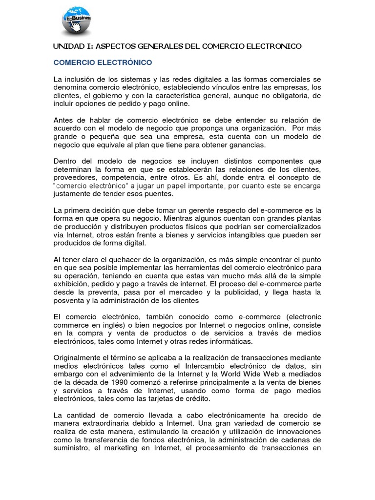 Comercio Electrónico y Modelos de Negocio | PDF | Comercio electrónico ...
