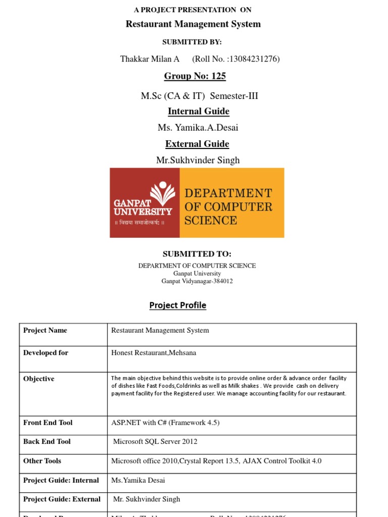 Restaurant Management System Overview | PDF | Operating System | Web Server