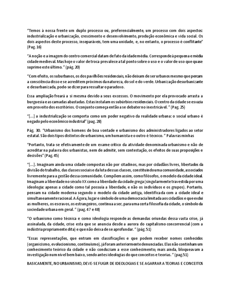 O Direito A Cidade Henry Lefebvre Citações PDF Cidade Urbanismo