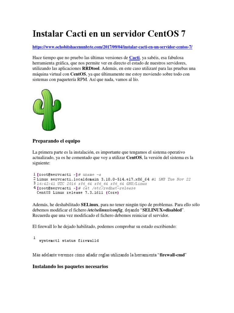 Instalar Cacti en CentOS 7: Guía Completa | PDF | Servidor web ...