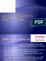 Quality Crisis in Motor Cars