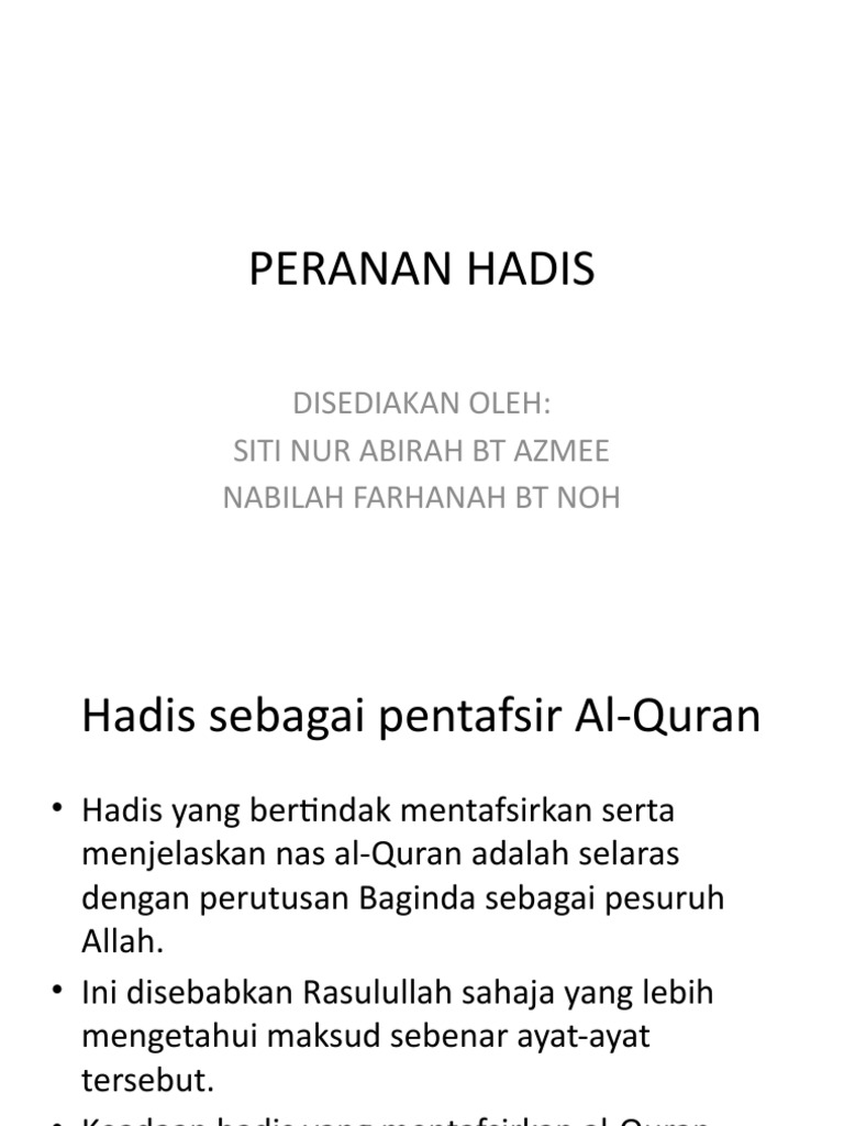 Peranan Hadis dalam Hukum Islam | PDF | Kajian Bahasa Asing