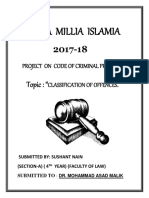 Jamia Millia Islamia: Project On Code of Criminal Procedure Classification of Offences