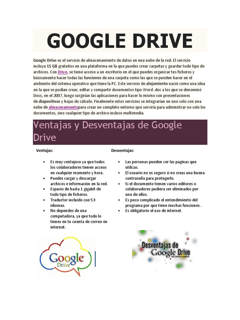 Ventajas y desventajas de Google Drive | PDF | Arte