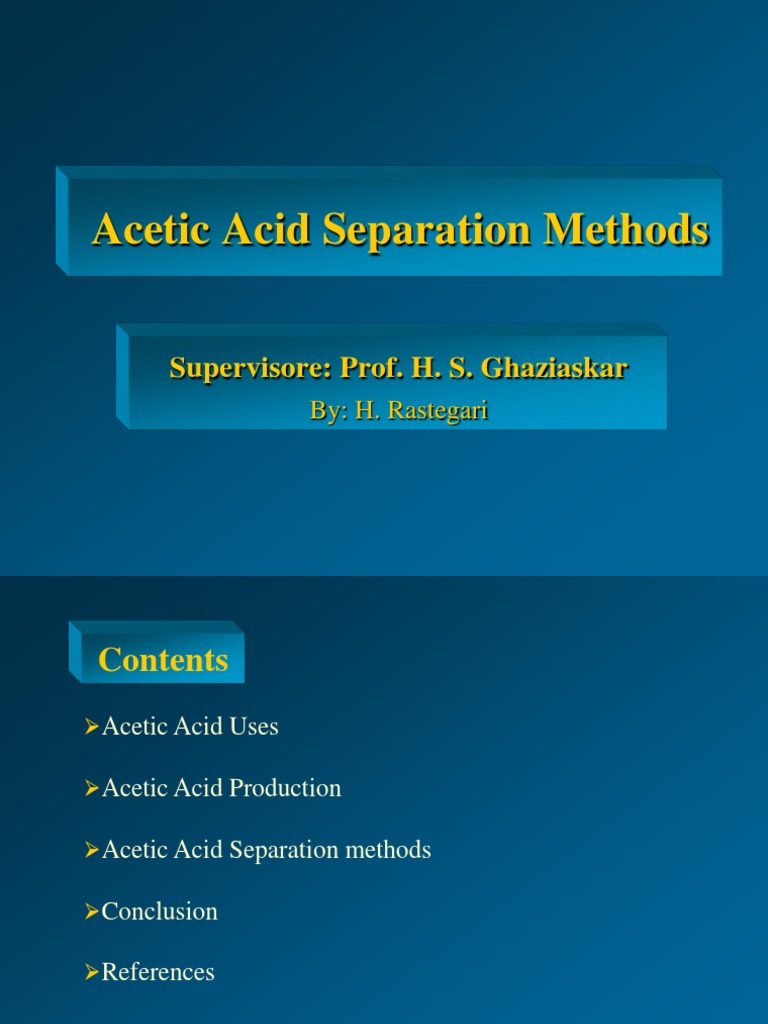 Acetic Acid Separation Techniques | PDF | Acetic Acid | Distillation