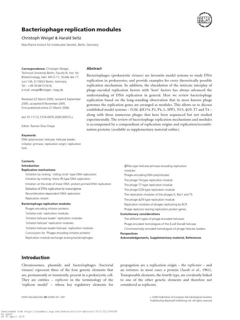 Bacteriophage Replication Modules | PDF | Dna Replication | Dna