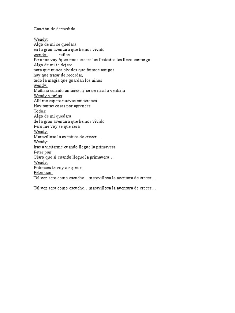 Cancion De Despedida Pdf