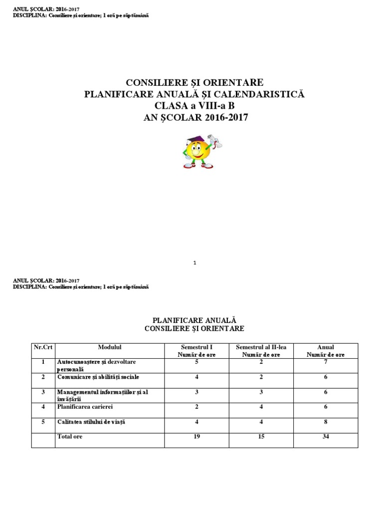 Planificare Calendaristica Educatie Tehnologica Clasa 5