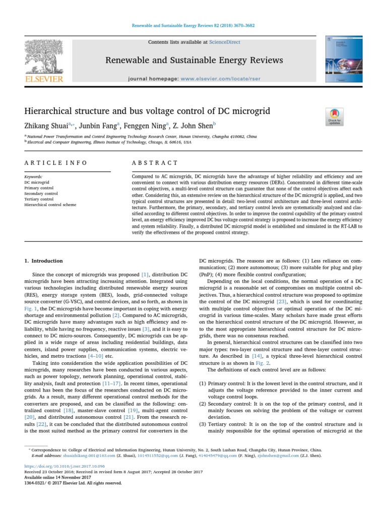 Hierarchical Structure and Bus Voltage Control of DC Microgrid | PDF ...