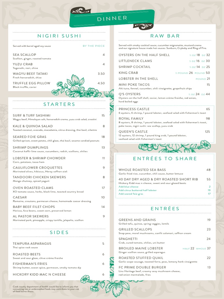 Flight Club Dinner Menu Web | PDF | Sushi | Salad