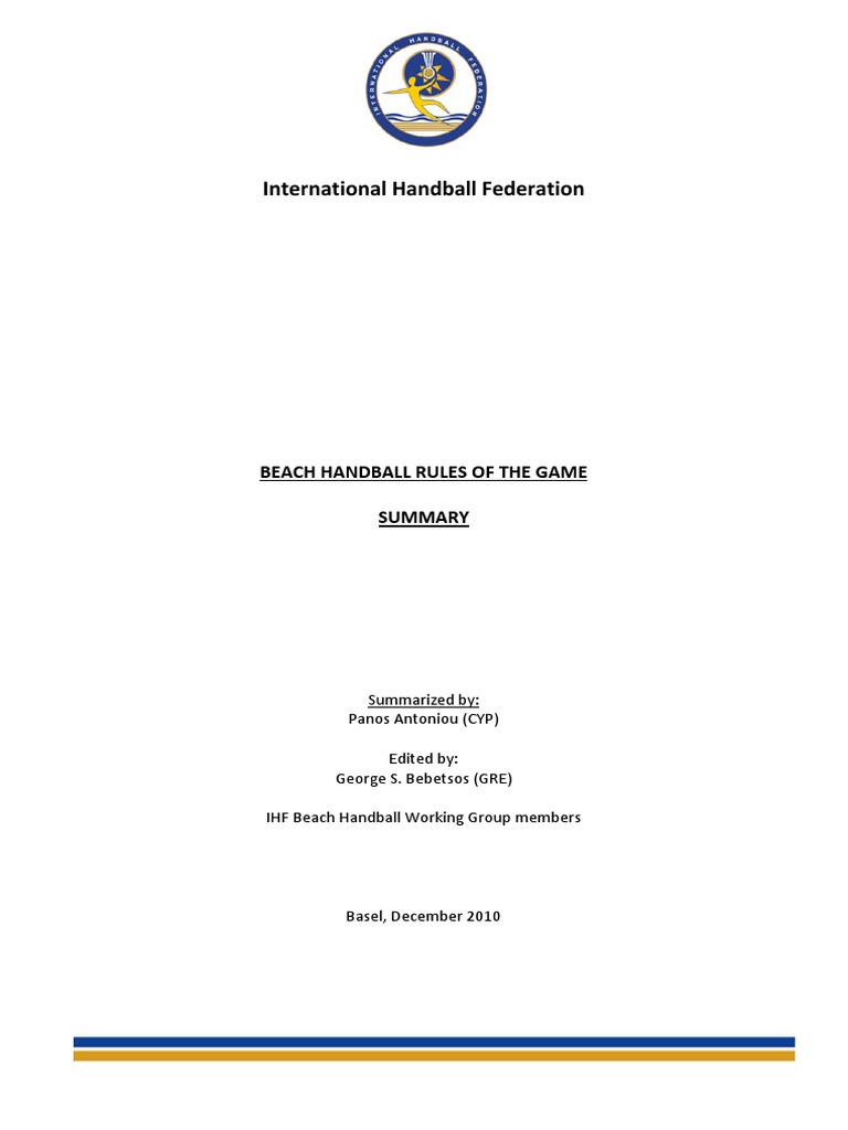 IHF Beach Handball Rules Summary | PDF | Referee | Sport Variants