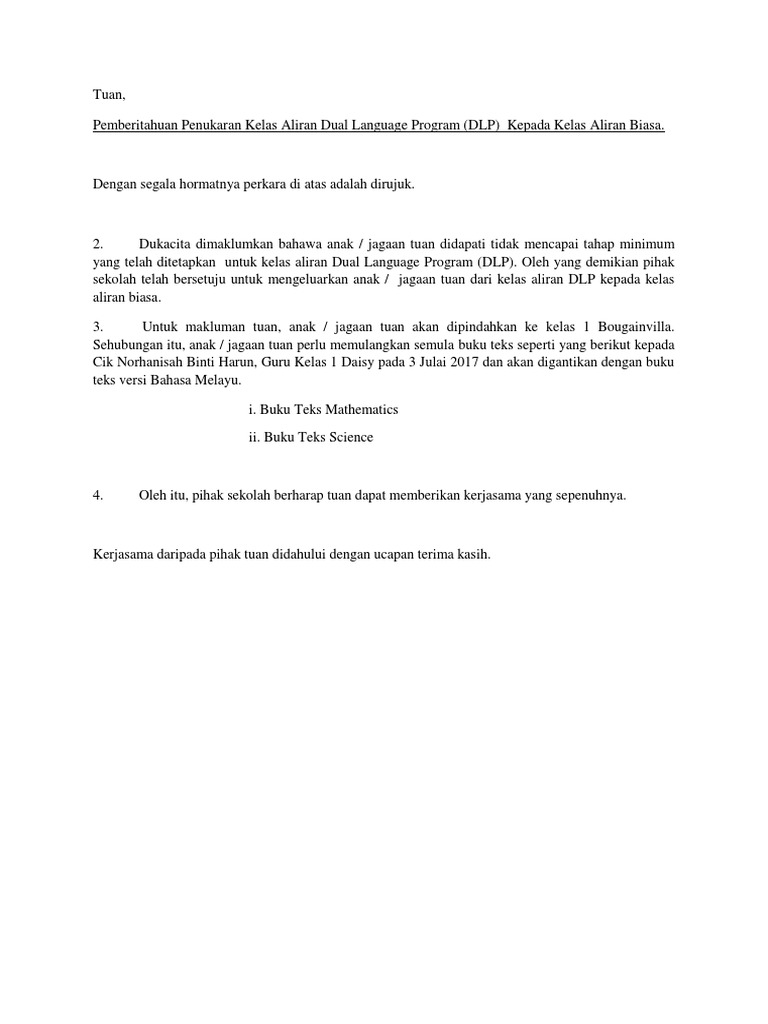 Surat Keluar Kelas Dlp Pdf