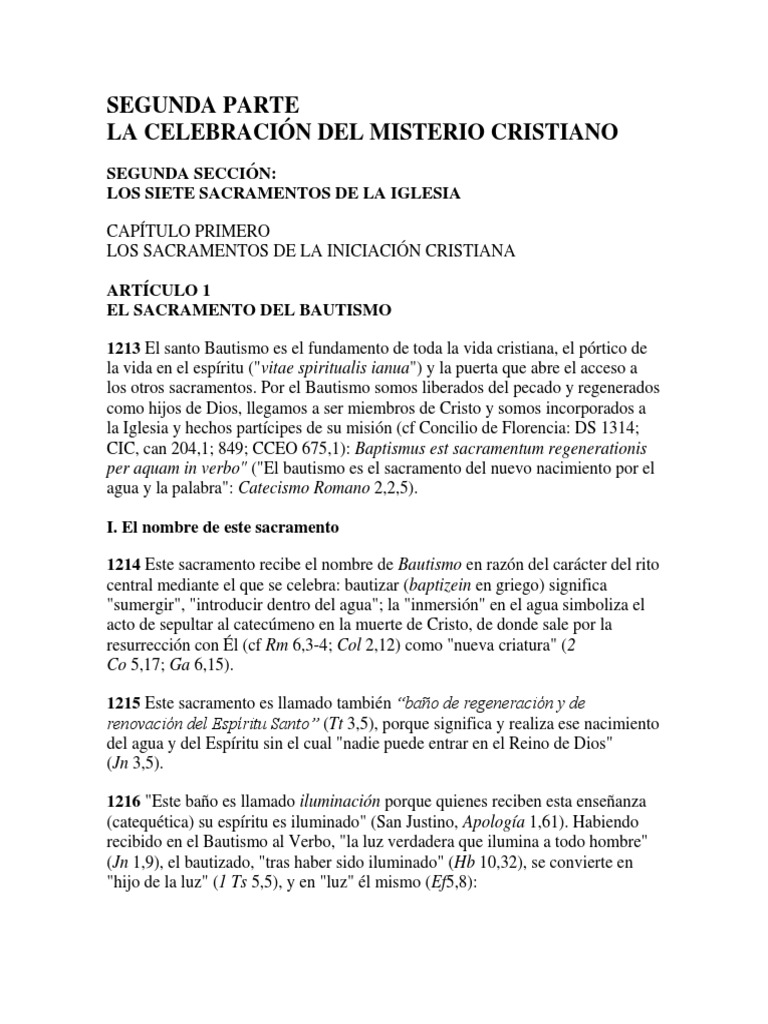 El Sacramento del Bautismo en la Iglesia | PDF | Bautismo | Confirmación