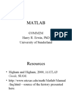 Matlab: Comm2M Harry R. Erwin, PHD University of Sunderland