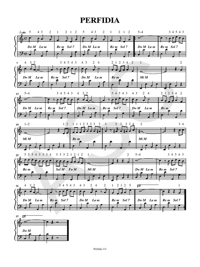 Perfidia Sheet Music and Lyrics | PDF