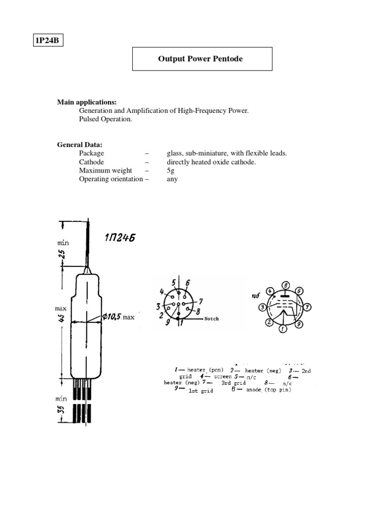 1P24B Pentode Specifications | PDF | Electrical Engineering ...
