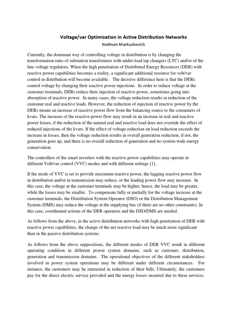 Voltage/var Optimization in Active Distribution Networks | Download ...