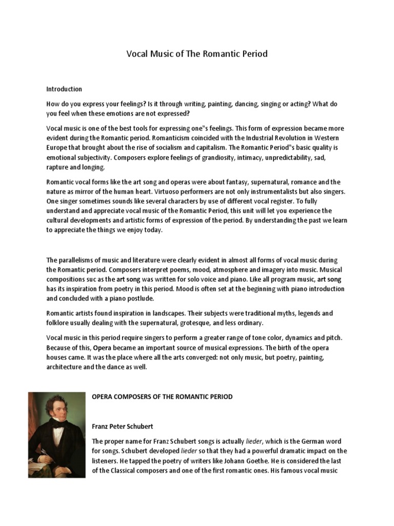 Vocal Music Of The Romantic Period Pdf La Traviata Singing