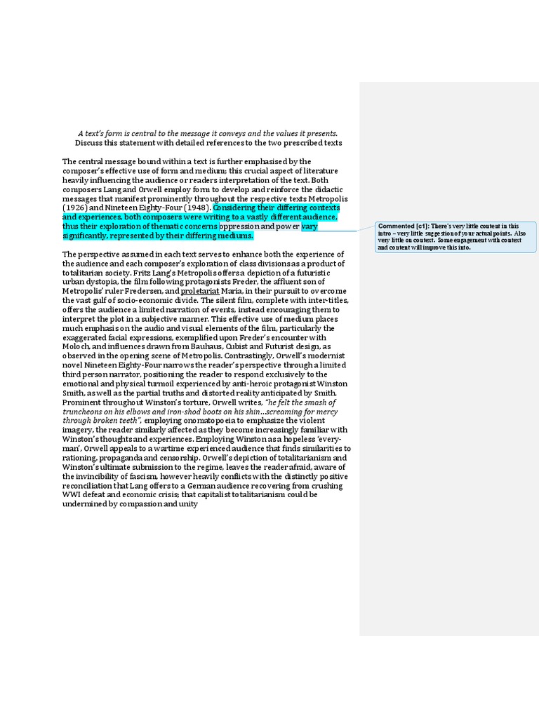 2017 English Advanced Notes | PDF | George Orwell | Unrest