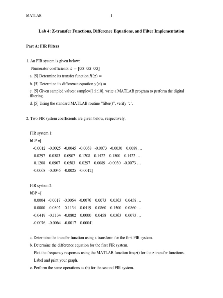 MATLAB FIR and IIR Filter Analysis | PDF | Spectral Density | Systems ...