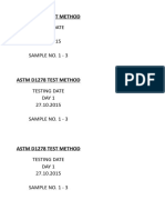 Testing Date Day 1 27.10.2015 Sample No. 1 - 3: Astm D1278 Test Method