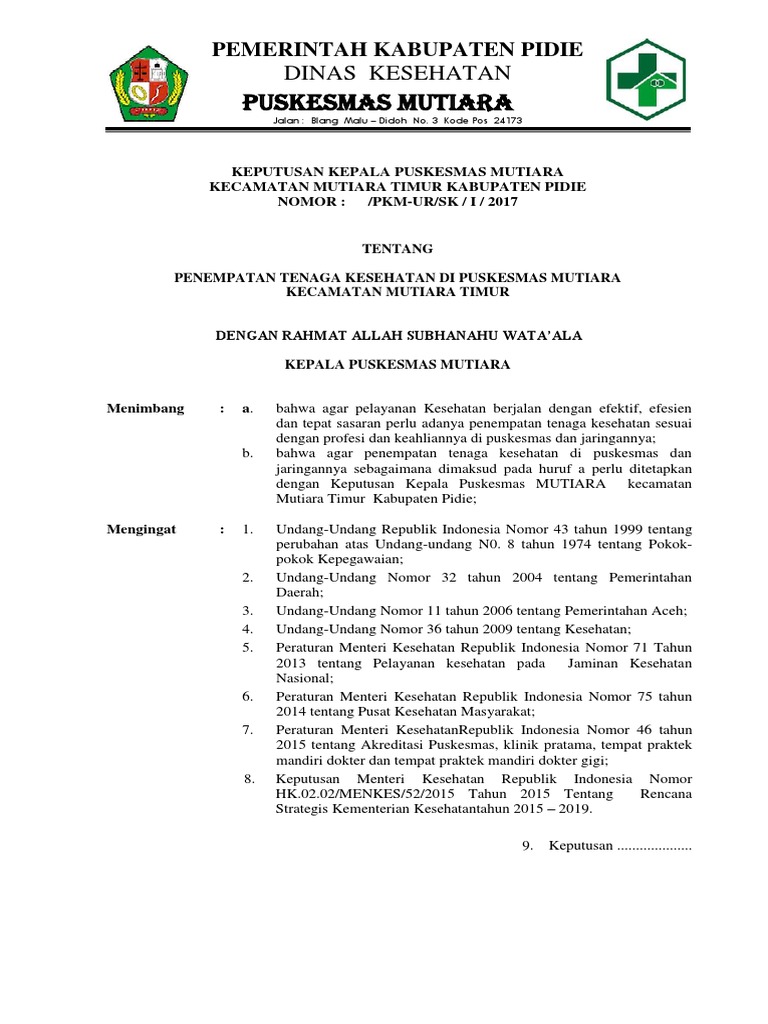 Sk Penempatan Pegawai Pdf