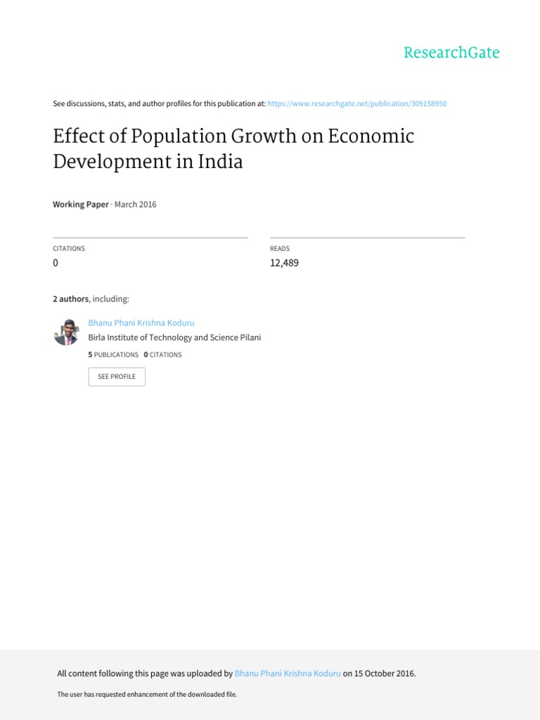 Population Growth's Economic Impact in India | PDF | Errors And ...