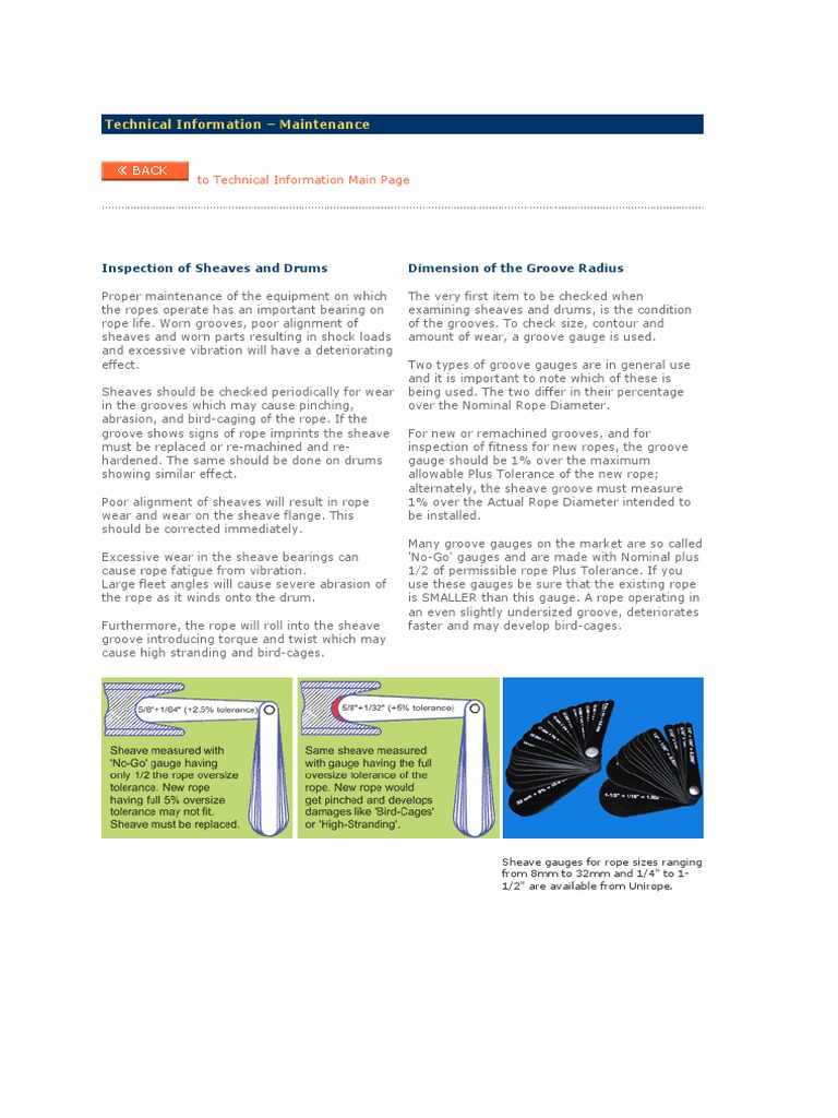 Sheave Wear Gauge Inspection Guide | PDF | Rope | Wear