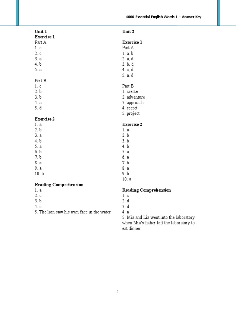 4000 ESSENTIAL ENGLISH WORDS 1 ANSWER KEY PDF PDF DOWNLOAD visual data 2