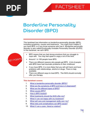 Borderline Personality Disorder Bpd Factsheet Pdf Pdf Borderline Personality Disorder Dialectical Behavior Therapy