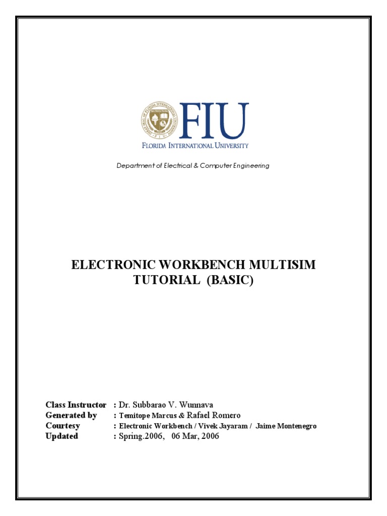 Electronic Workbench Multisim Tutorial (Basic) | PDF