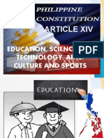 Article Xiv: Education, Science and Technology, Arts, Culture and Sports