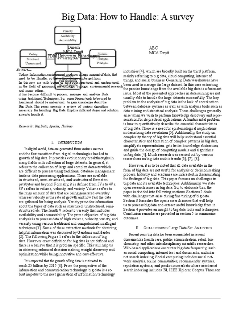 Big Data A Survey Dinesh | PDF | Apache Spark | Big Data