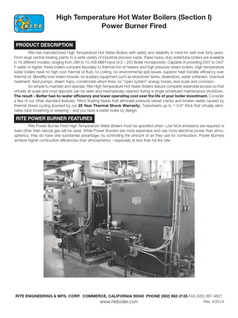 High Temperature Hot Water Boilers Guide | PDF | Boiler | Water Heating