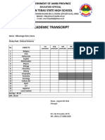 Academic Transcript: Titian Teras State High School