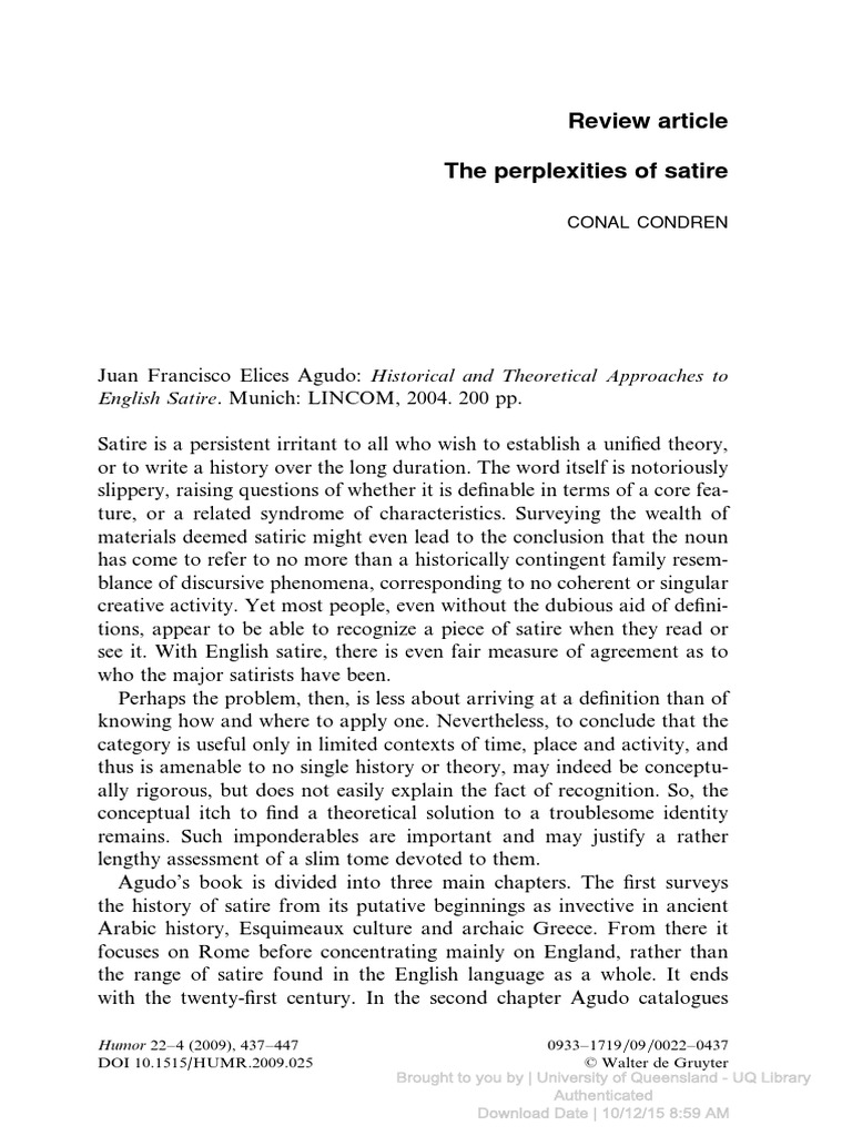 The Perplexities of Satire PDF | PDF | Satire | Horace