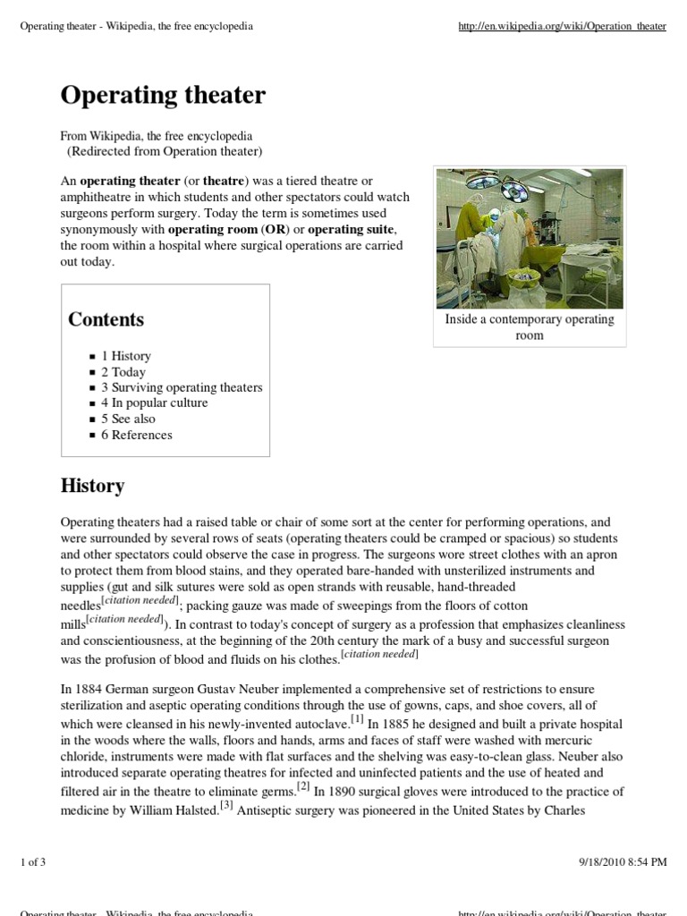 Operating Theater - Wikiped | PDF | Operating Theater | Surgery