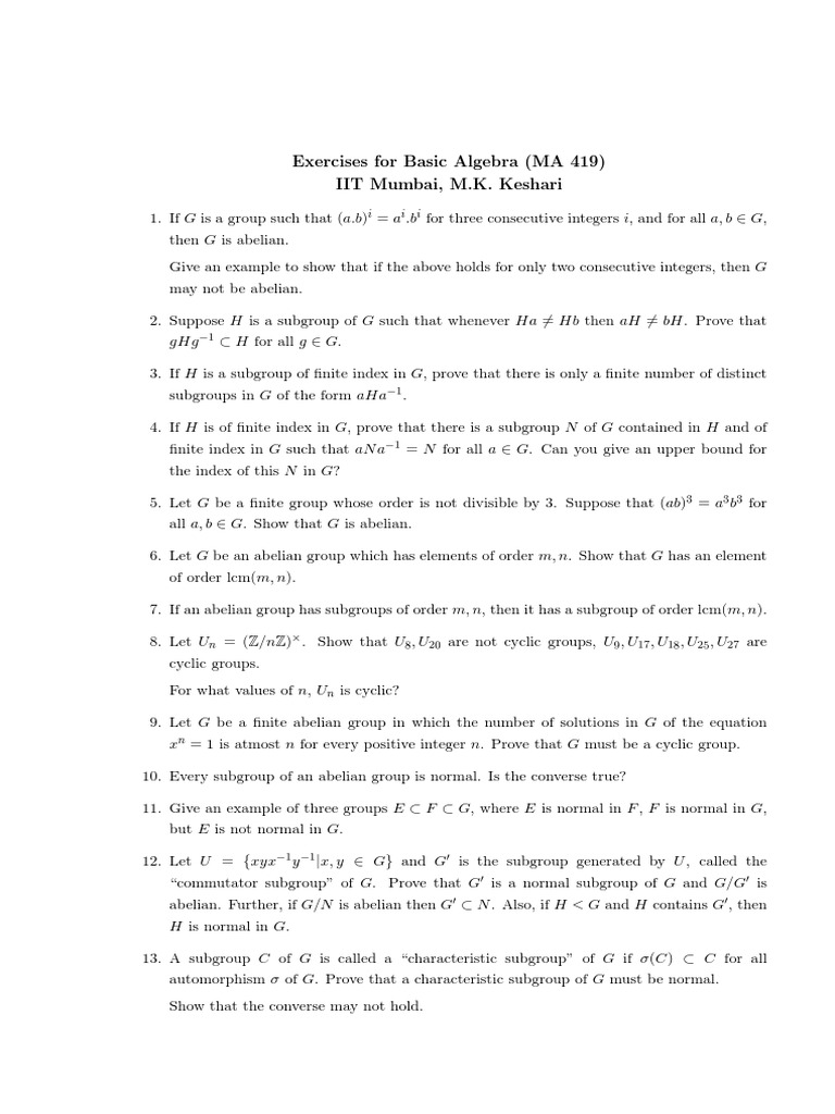 Basic Algebra Ring Mathematics Group Mathematics