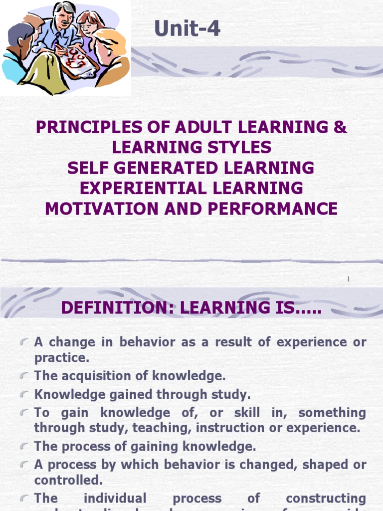 Unit-4 Principles of Adult Learning 16.8.16 | PDF | Learning Styles ...
