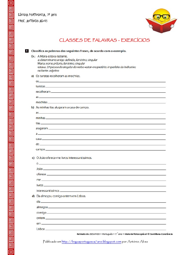 Classes de Palavras - Exercicios PDF | PDF | Idiomas