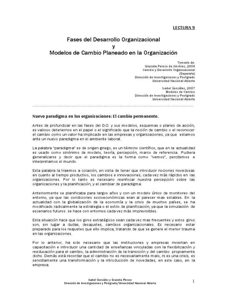 Fases del Desarrollo Organizacional | PDF | Desarrollo organizacional ...
