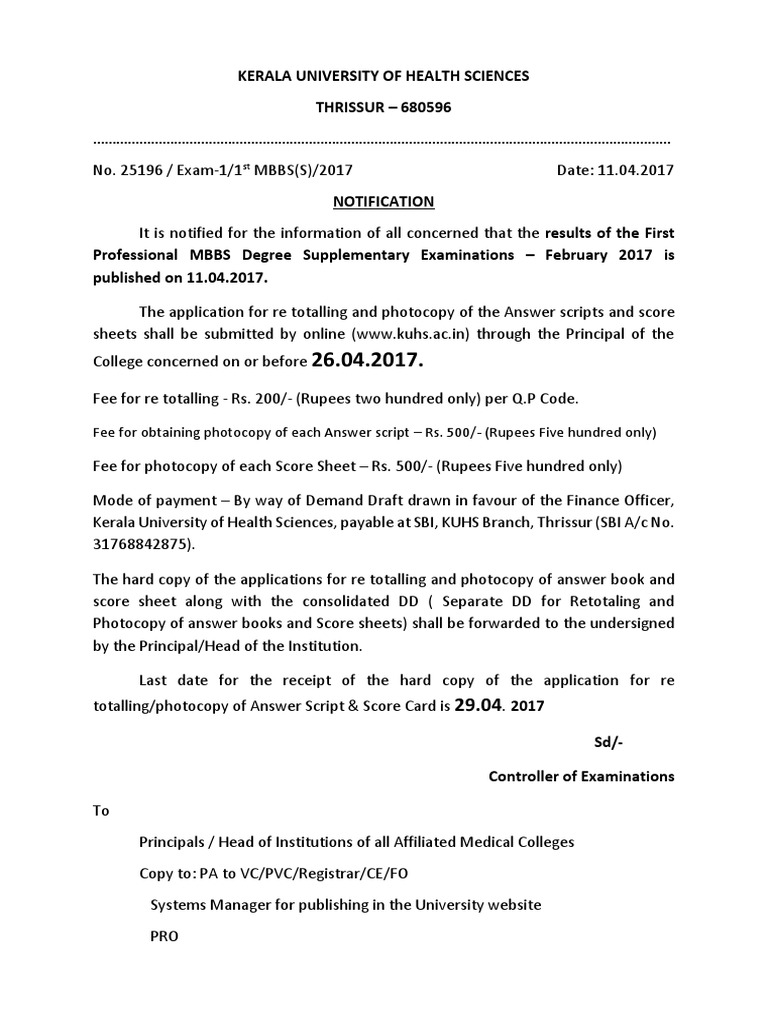 Kerala University of Health Sciences THRISSUR - 680596 | PDF