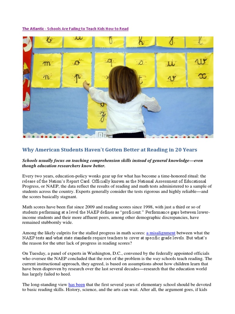 Schools' Reading Instruction Failures | PDF | Reading Comprehension ...
