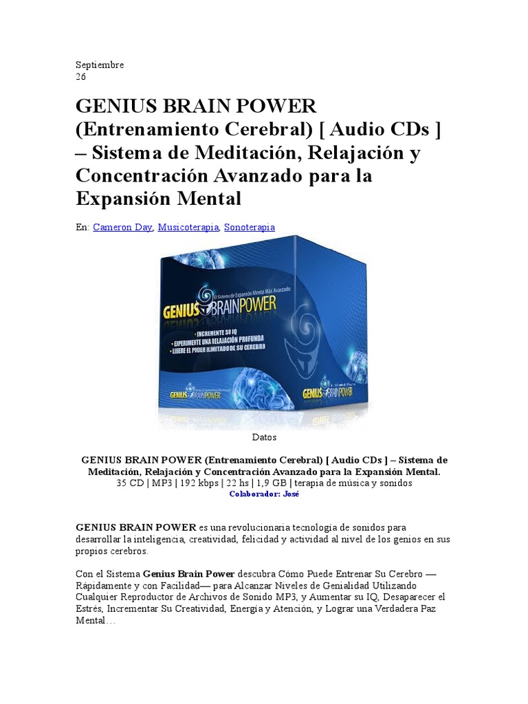 Potencia Cerebral y Biorelajación | PDF | Meditación | Cerebro