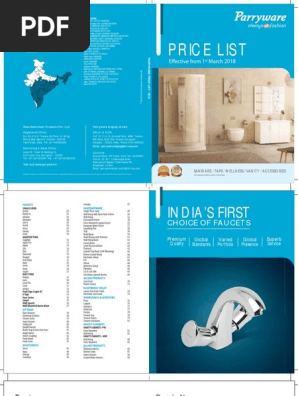 Parryware Price List 01 03 18 Tap Valve Bathing