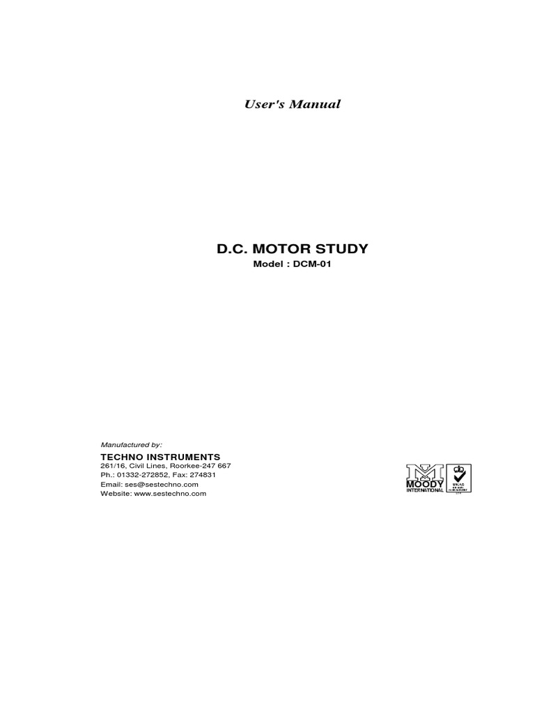 User's Manual: D.C. Motor Study | PDF | Direct Current | Electric Motor