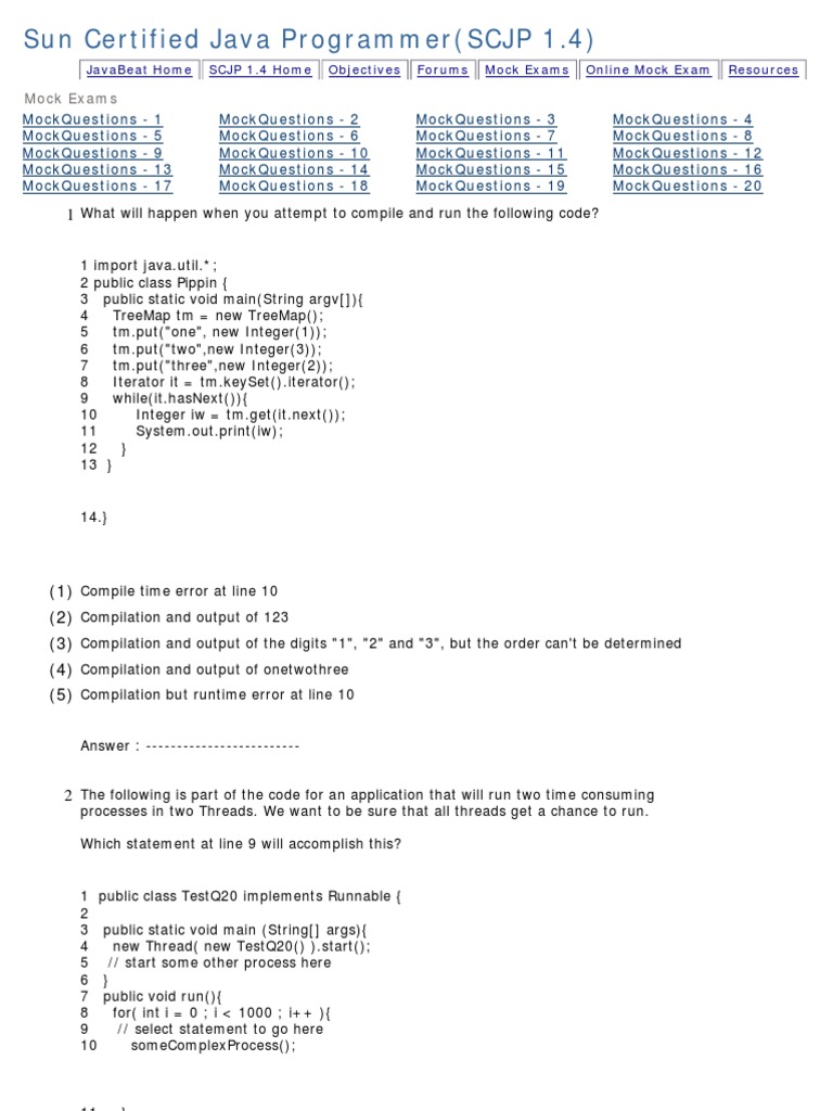 Java mock tests for SCJP | Class (Computer Programming) | Method